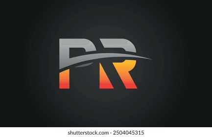 PR creative and modern letter logo design. PR logo design vector in black background.