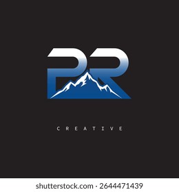 PR Creative Mountain Logo Negrito Gradiente Letra Marca Design de marca para Marcas de Negócios ao Ar Livre