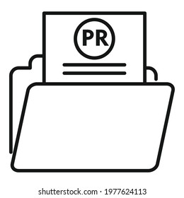 Pr doc folder icon. Outline pr doc folder vector icon for web design isolated on white background