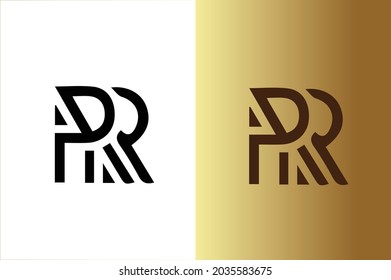 PR elegant logo with initials for company -vector