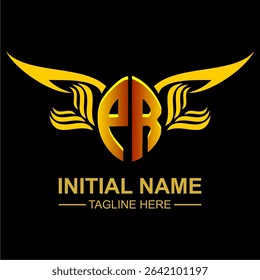 PR Golden Wing Emblem Logo with elegant gold wings, sleek and modern design. Ideal for branding, creative projects, luxury businesses, or artistic ventures.