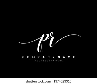 PR handwriting initial  logo vector