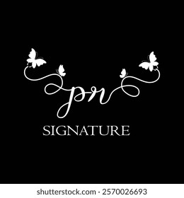 PR Handwritten initial letter, PR simple signature vector logo with butterfly shape variation, beauty, photography letter logo design. P R