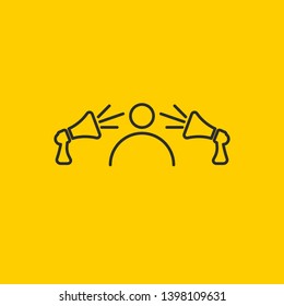 PR icon, public relations logo, megaphone with bubble. Vector illustration