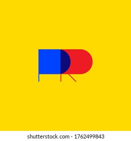 PR icon, public relations logo, creative character of letters. Vector illustration