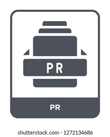 pr icon vector on white background, pr trendy filled icons from File type collection, pr simple element illustration