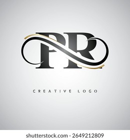 Logotipo do Monograma do Infinito PR - Design elegante da marca da carta moderna com loop de luxo e símbolo de marca elegante
