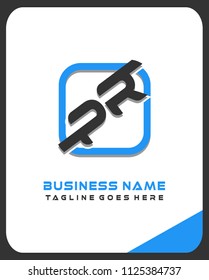 PR initial box letter logo template vector