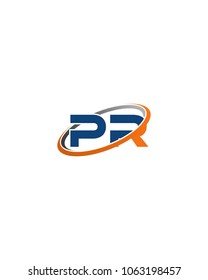 PR initial company blue orange swoosh logo