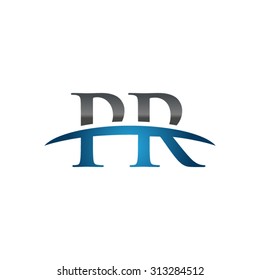 PR initial company blue swoosh logo