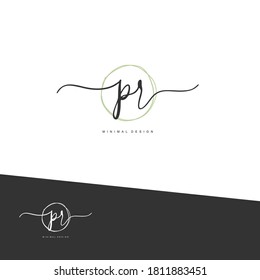 PR Initial handwriting or handwritten logo for identity. Logo with signature and hand drawn style.