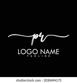 PR Initial Handwriting Logo Design Vector