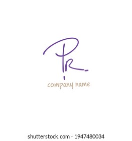 PR initial handwriting logo for identity