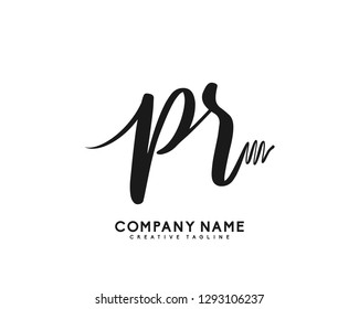 PR Initial Handwriting Logo Template Vector