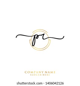 PR Initial handwriting logo template
