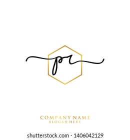 PR Initial handwriting logo template