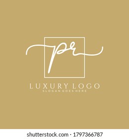 PR Initial handwriting logo template vector