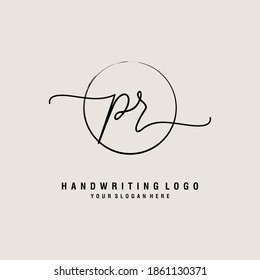 PR Initial handwriting logo template vector