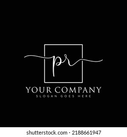PR Initial handwriting minimalist logo vector