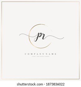 PR Initial Letter handwriting logo hand drawn template vector, logo for beauty, cosmetics, wedding, fashion and business