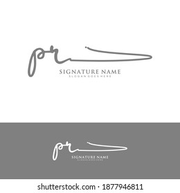 PR Initial letter handwriting and signature logo.