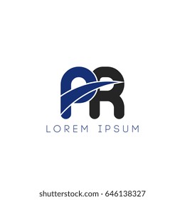pr initial letter uppercase logo blue and black