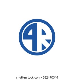 PR initial letters circle business logo blue