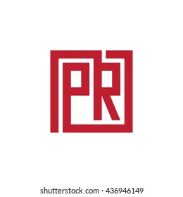 PR initial letters looping linked square logo red
