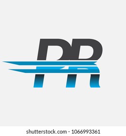 PR initial logo company name colored black and blue, Simple and Modern Logo Design.