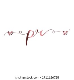 PR Logo inicial escritura a mano moderna moda de lujo