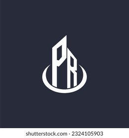 PR initial monogram building logo for real estate with creative circle style design