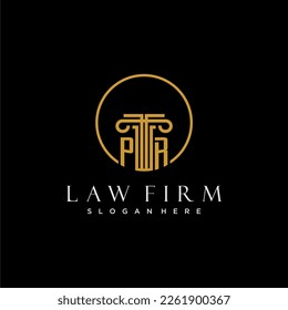 PR initial monogram for law firm with creative circle line