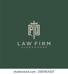 PR initial monogram for law firm with sword and shield logo image