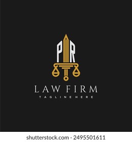 PR initial monogram for lawfirm logo with sword and scale