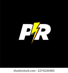 PR initial monogram logo for gaming with Gemoteric line thunder shape style design on isolated background
