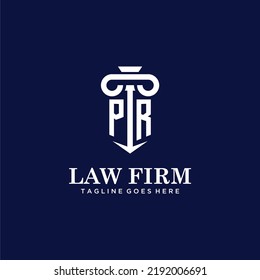 PR initial monogram logo lawfirm with pillar design