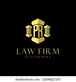 PR initial monogram logo for lawfirm with pillar design