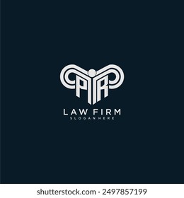PR initial monogram logo lawfirm with pillar design