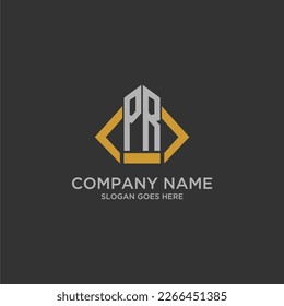 PR initial monogram logo for real estate with building style