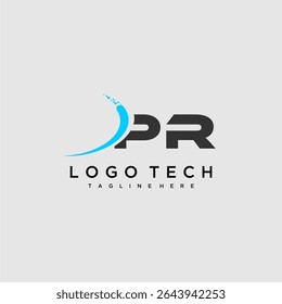 PR initial monogram for technology logo design