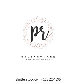 PR initial signature logo. handwriting logo template vector,