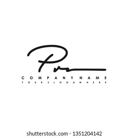 PR initial signature logo. handwriting logo template vector,