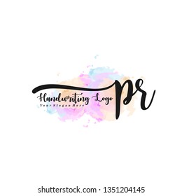 PR initial signature logo. handwriting logo template vector,