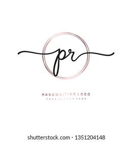 PR initial signature logo. handwriting logo template vector,