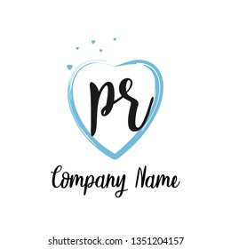 PR initial signature logo. handwriting logo template vector,