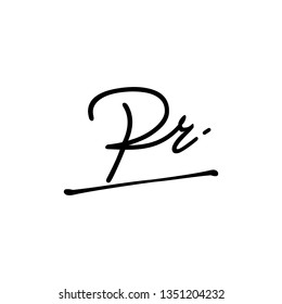 PR initial signature logo. handwriting logo template vector,