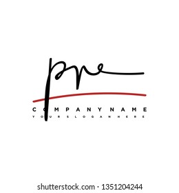 PR initial signature logo. handwriting logo template vector,