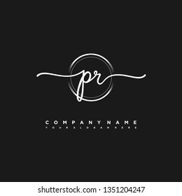PR initial signature logo. handwriting logo template vector,