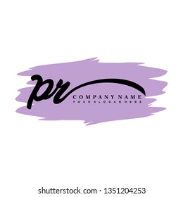 PR initial signature logo. handwriting logo template vector,