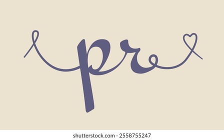 PR initial wedding monogram calligraphy vector illustration. Hand drawn lettering p and r love logo design for valentines day poster, greeting card, photo album, banner print or tattoo.